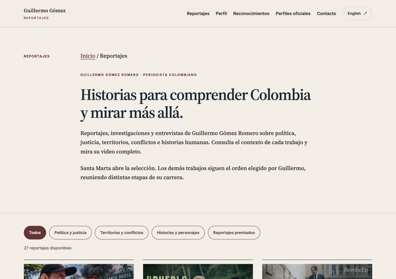 Archivo de Guillermo Gómez Reportajes con categorías temáticas y publicaciones